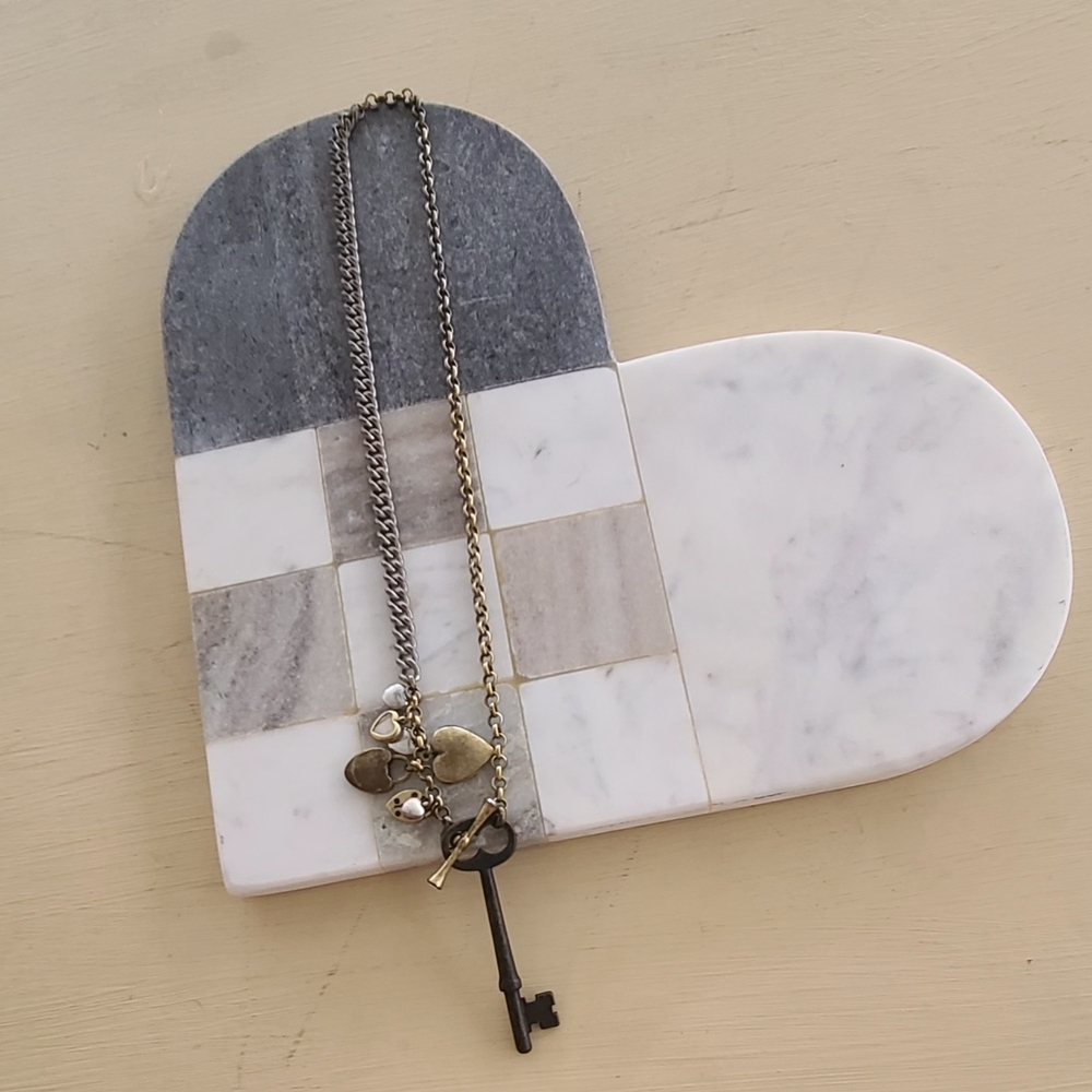 Fossil Two-Tone Key Pendant Necklace
